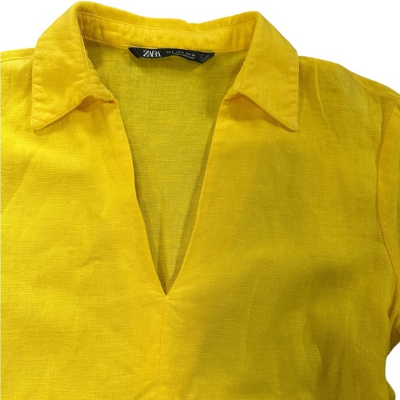 Zara Sunny Yellow Collared Mini Dress - Picture 3 of 8